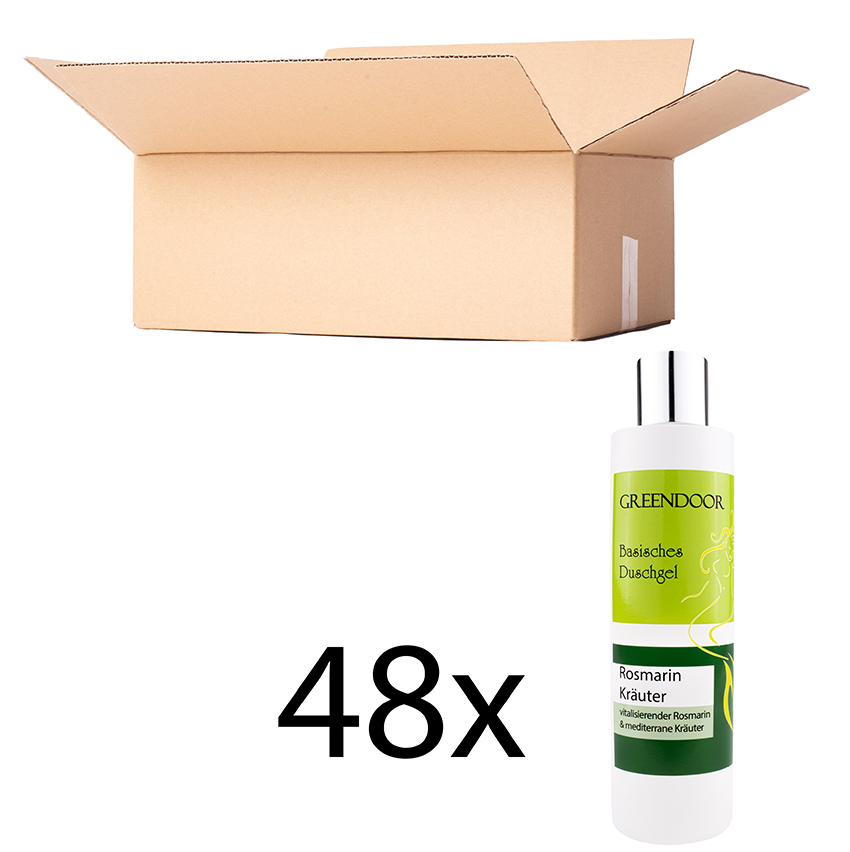 Basisches Natur Duschgel Rosmarin 48x250ml, vegan, outdoor geeignet, Naturkosmetik bio abbaubar
