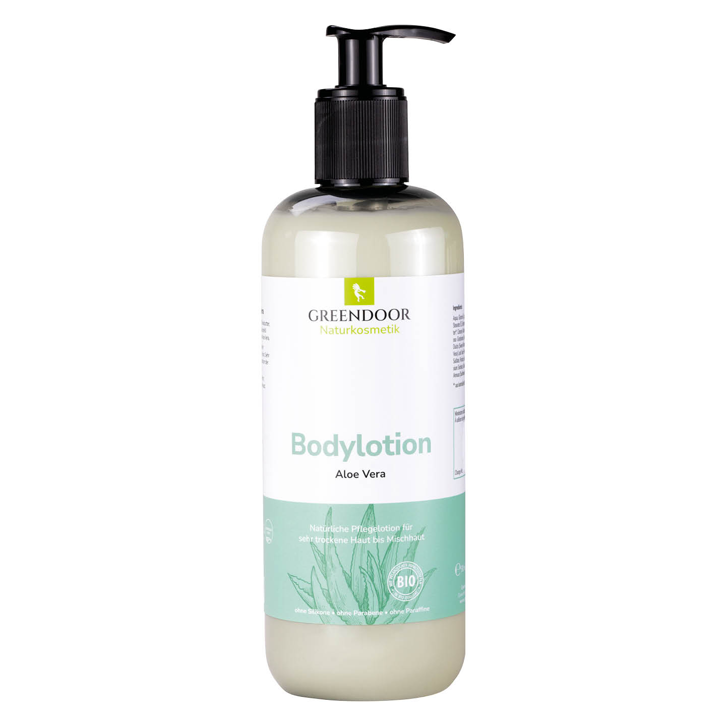 große Flasche mit Pumper Greendoor Bodylotion Aloe Vera