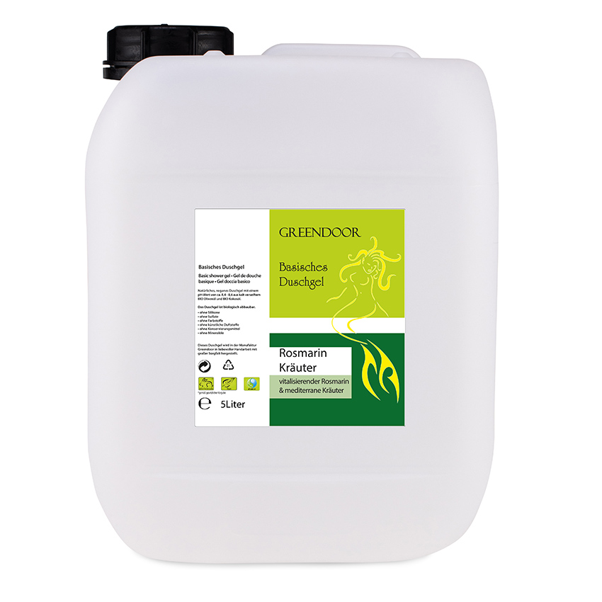 Basisches Natur Duschgel Rosmarin 5L, vegan, outdoor geeignet, Naturkosmetik bio abbaubar