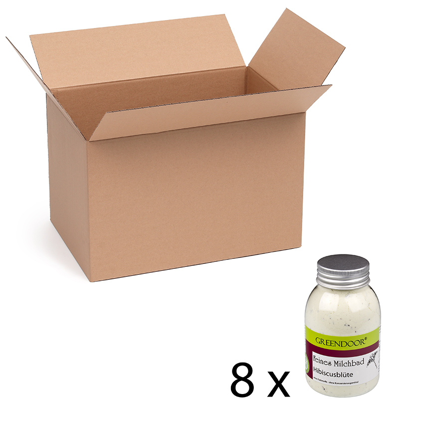 Milchbad Hibiscusblüte 8x200g, mit Milch, Molke und Atlantik Meersalz, natürliche Hautpflege