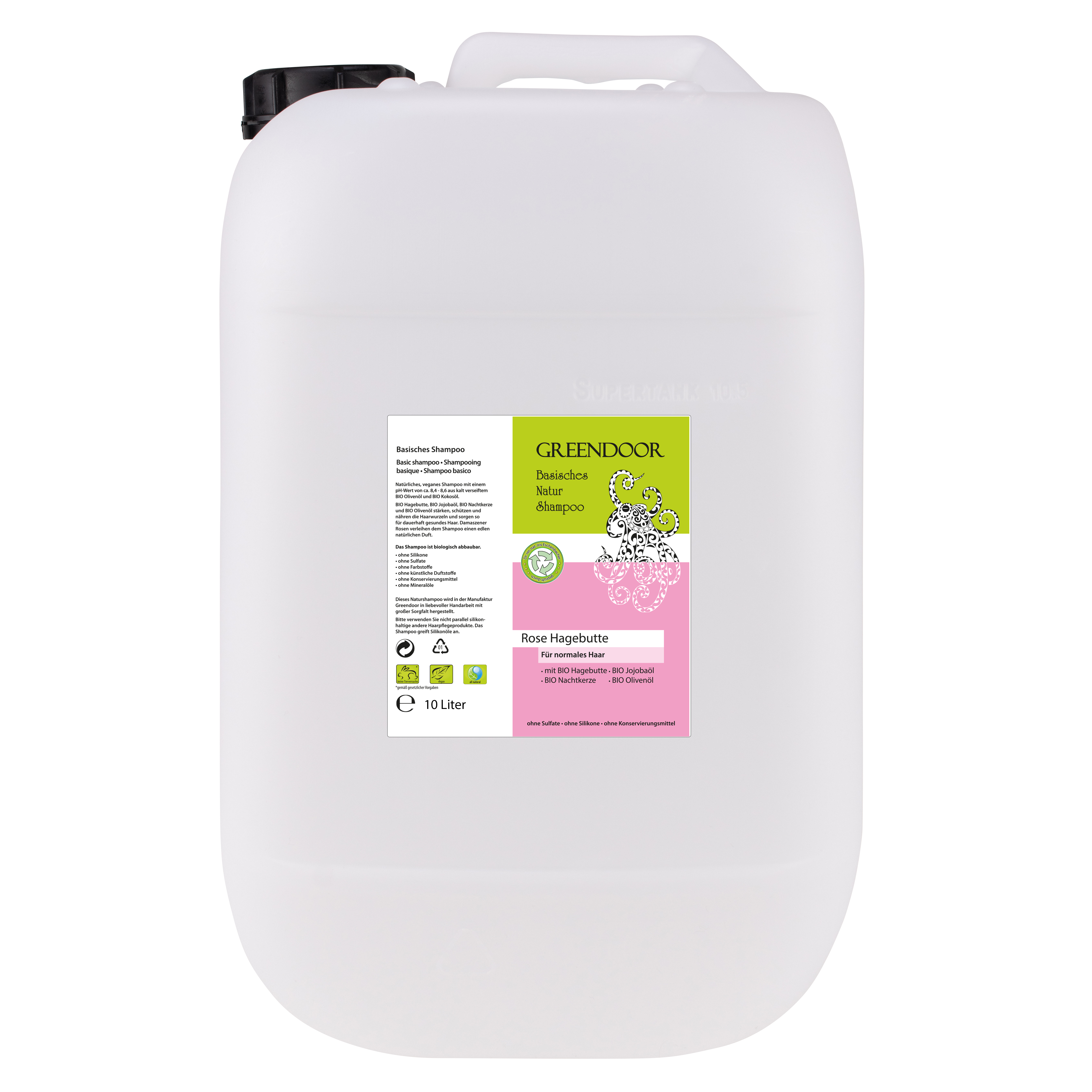 Basisches Natur Shampoo Rose Hagebutte 10L vegan, natürlich, outdoor geeignet, mit Bio Ölen