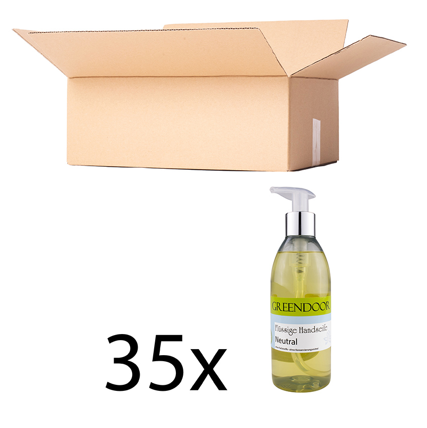 Echte Flüssige Handseife Neutral 35x250ml, Flüssigseife vegan, natürlich basische Seife mit Spender