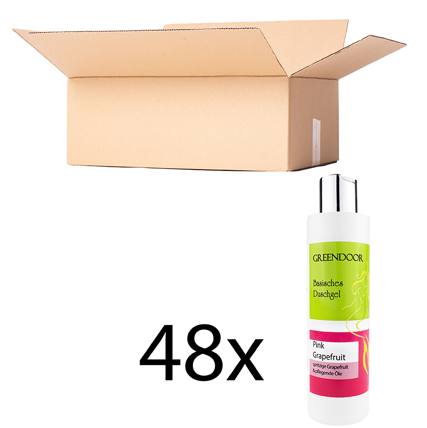 Basisches Natur Duschgel Pink Grapefruit 48x250ml vegan, bio abbaubar, outdoor geeignet