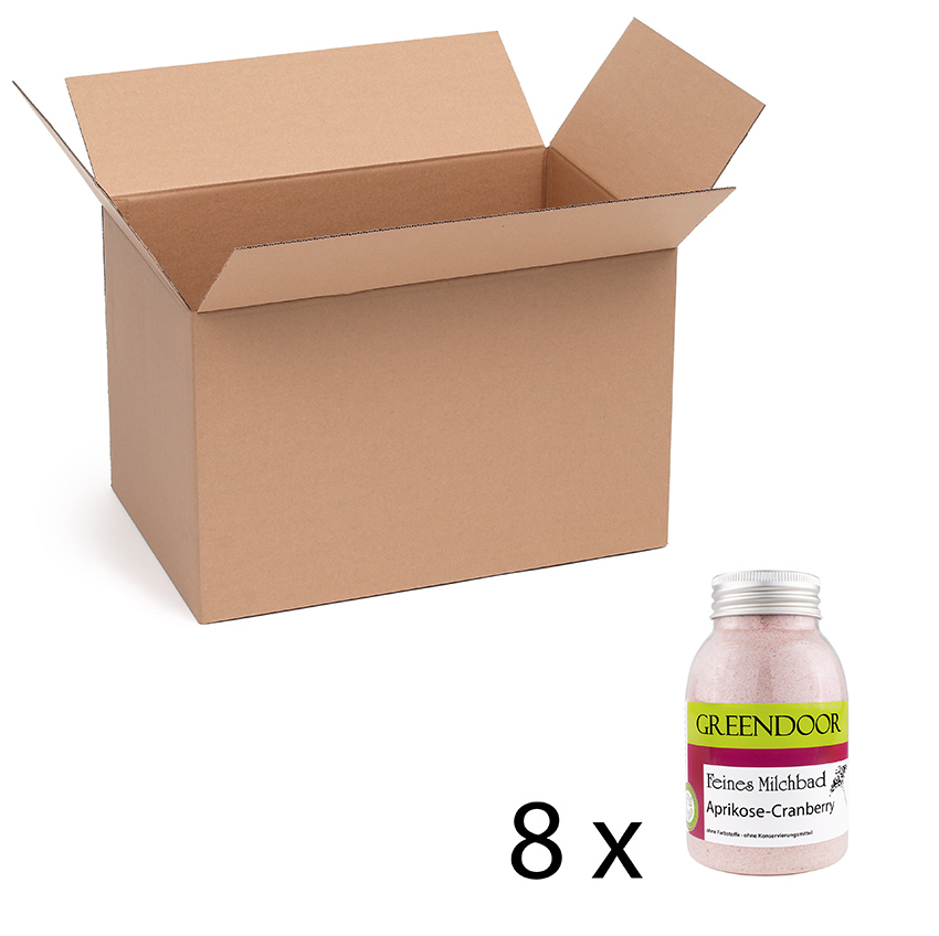 Milchbad Aprikose Cranberry 8x200g, mit Milch, Molke und Atlantik Meersalz, natürliche Hautpflege