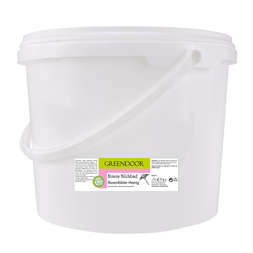 Eimer mit Milchbad Rosenblüte Honig