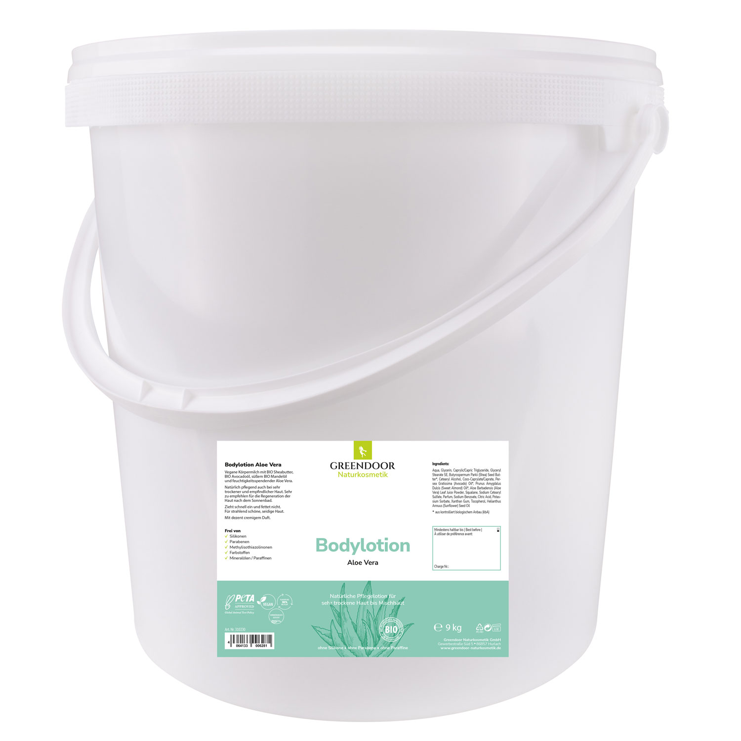 Eimer mit Greendoor Bodylotion Aloe Vera