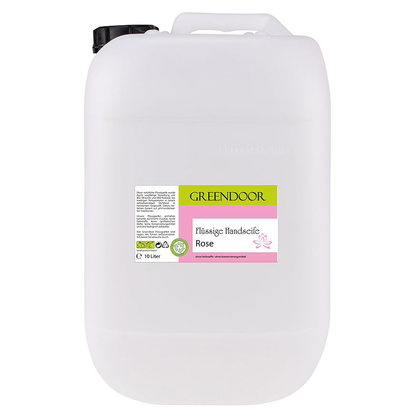 Echte Flüssige Handseife Rose 10L, Flüssigseife vegan, natürlich basische Seife