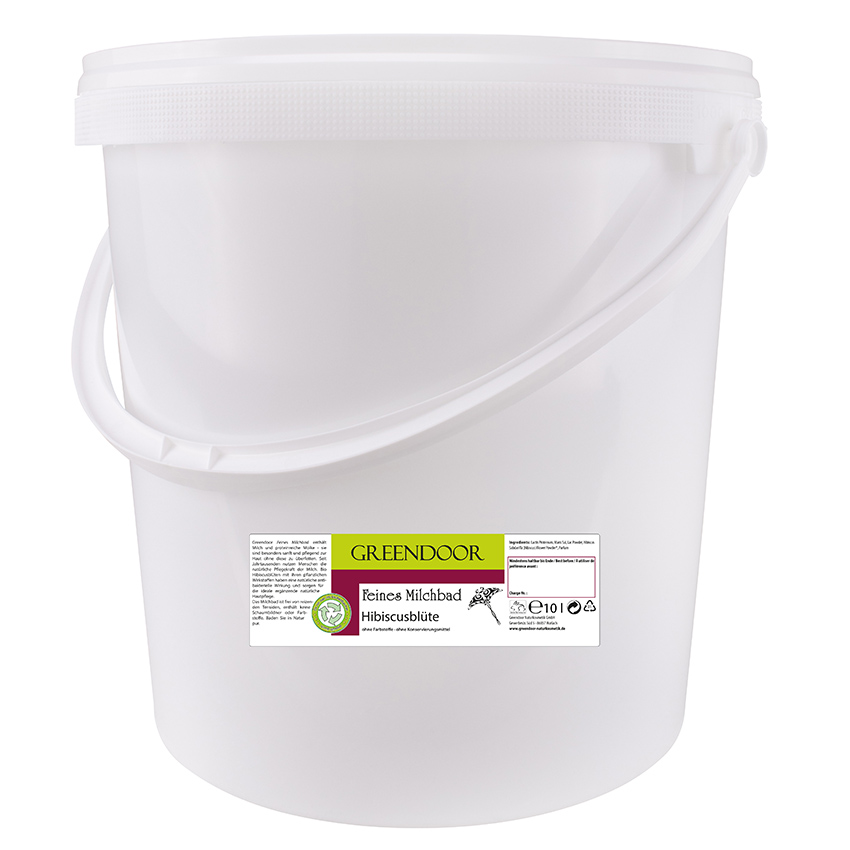 Eimer mit Milchbad Hibiscusblüte