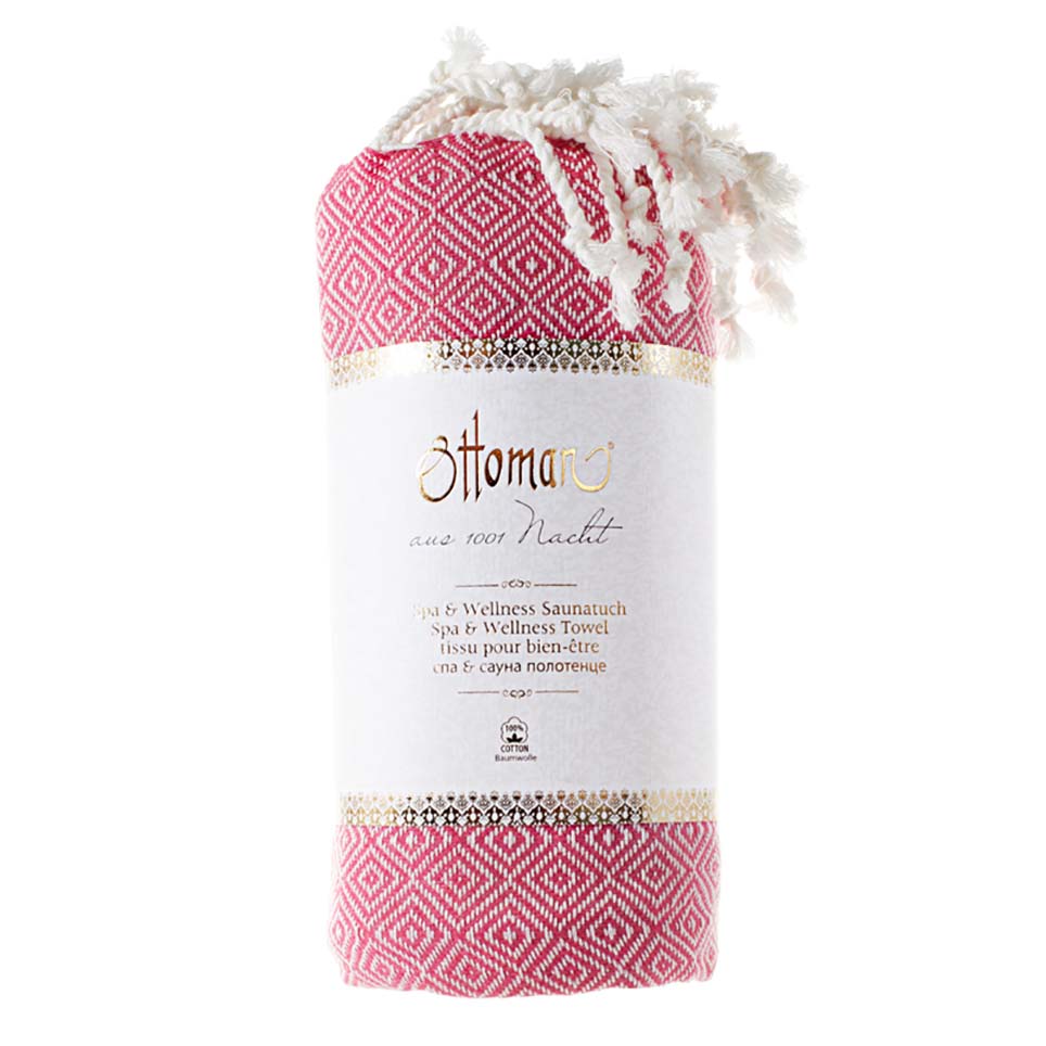 Hamam Tuch Rautenmuster pink/weiß