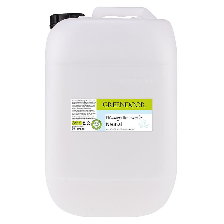 Echte Flüssige Handseife Neutral 10L, Flüssigseife vegan, natürlich basische Seife