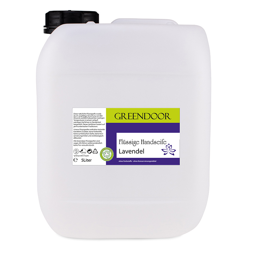 Echte Flüssige Handseife Lavendel 5l, Flüssigseife vegan, natürlich basische Seife