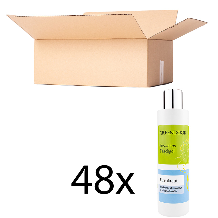 Basisches Natur Duschgel Eisenkraut 48x250ml, vegan, Naturkosmetik bio abbaubar, outdoor geeignet