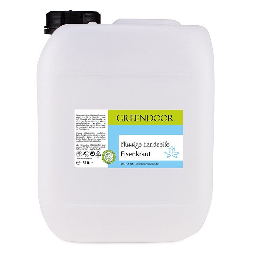 Echte Flüssige Handseife Eisenkraut 5L, Flüssigseife vegan, natürlich basische Seife