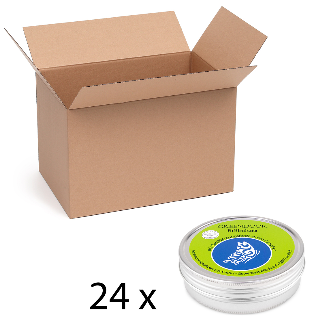 Fußbalsam mit Bio Kakaobutter, rein natürliche Fußcreme gegen müde Füße, 24x75ml