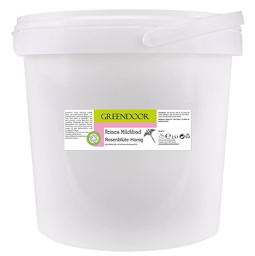 Eimer mit Milchbad Rosenblüte Honig