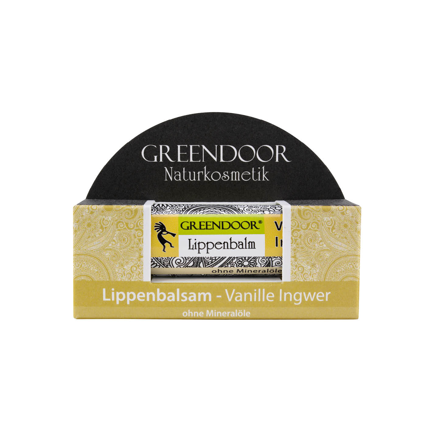 Lippenbalsam Vanille Ingwer mit Verpackung