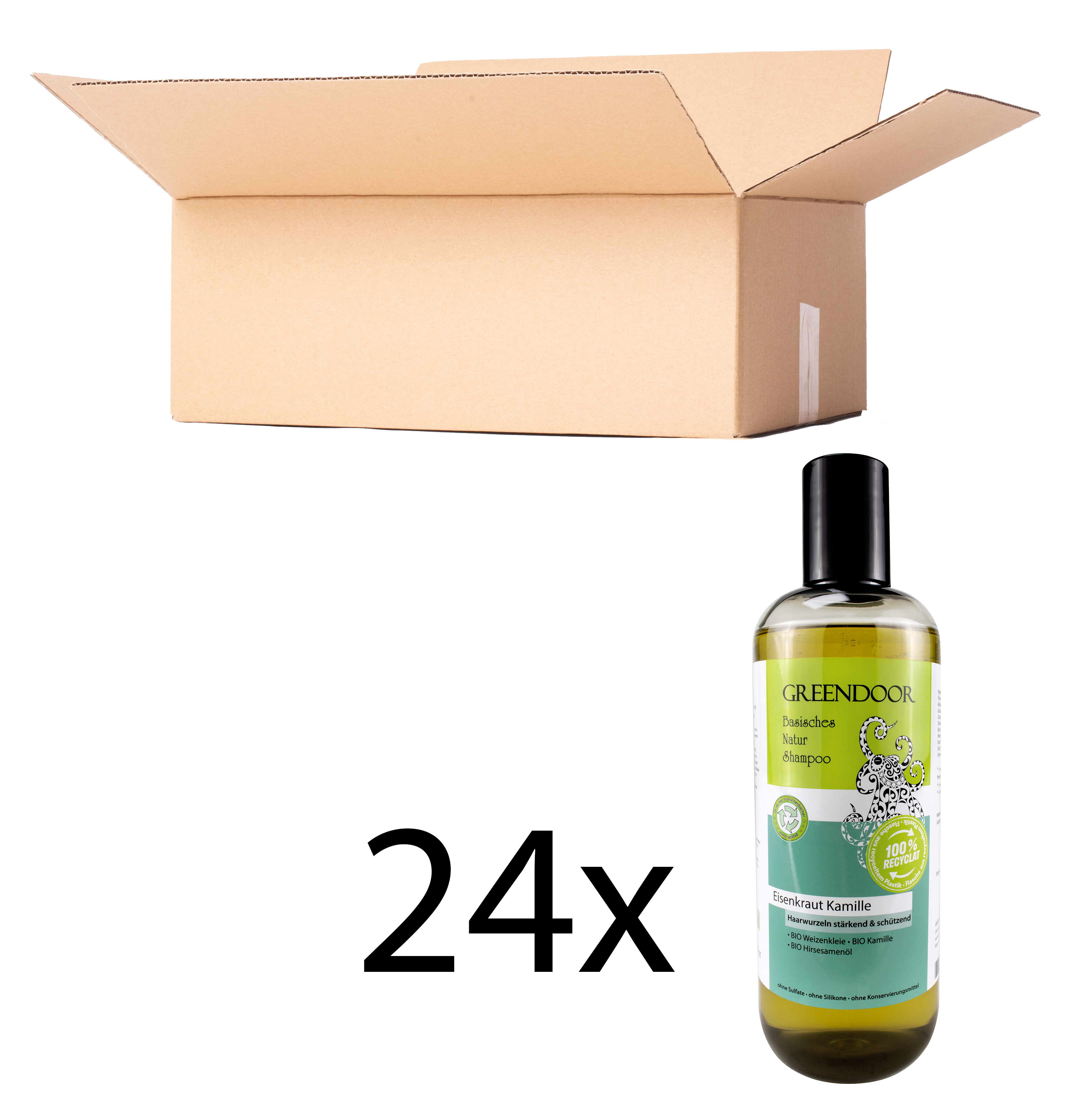 Basisches Natur Shampoo Eisenkraut Kamille vegan, natürlich, outdoor geeignet, mit Bio Ölen 24x500ml