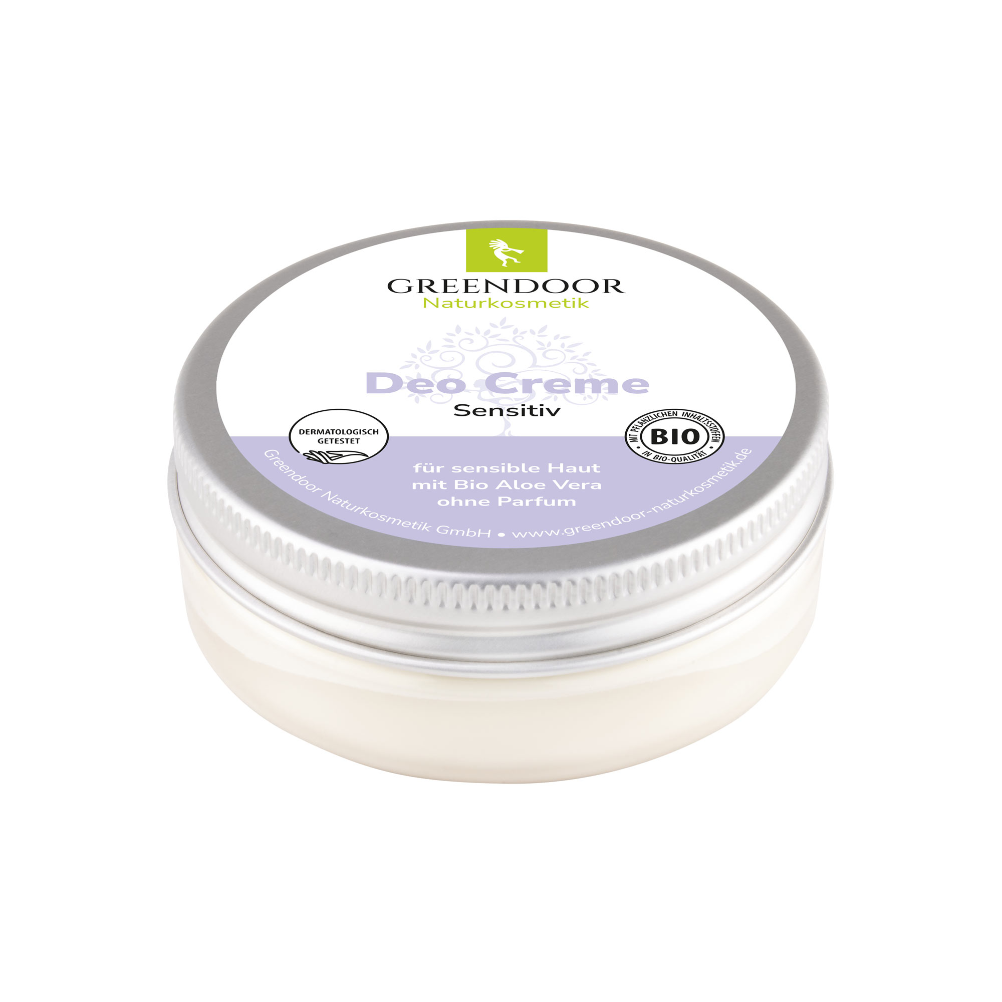 Greendoor Naturkosmetik Deo Creme Sensitiv mit Bio Aloe Vera, für sensible Haut, ohne Parfum