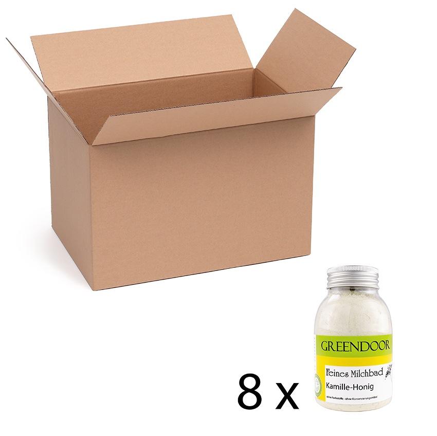 Milchbad Kamille Honig 8x200g, mit Bienenhonig, Bio Kamille, Atlantik Meersalz, natürliche Badepflege
