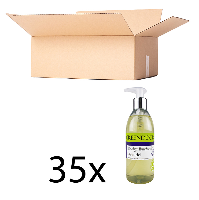 Echte Flüssige Handseife Lavendel 35x250ml, Flüssigseife vegan, natürlich basische Seife mit Spender