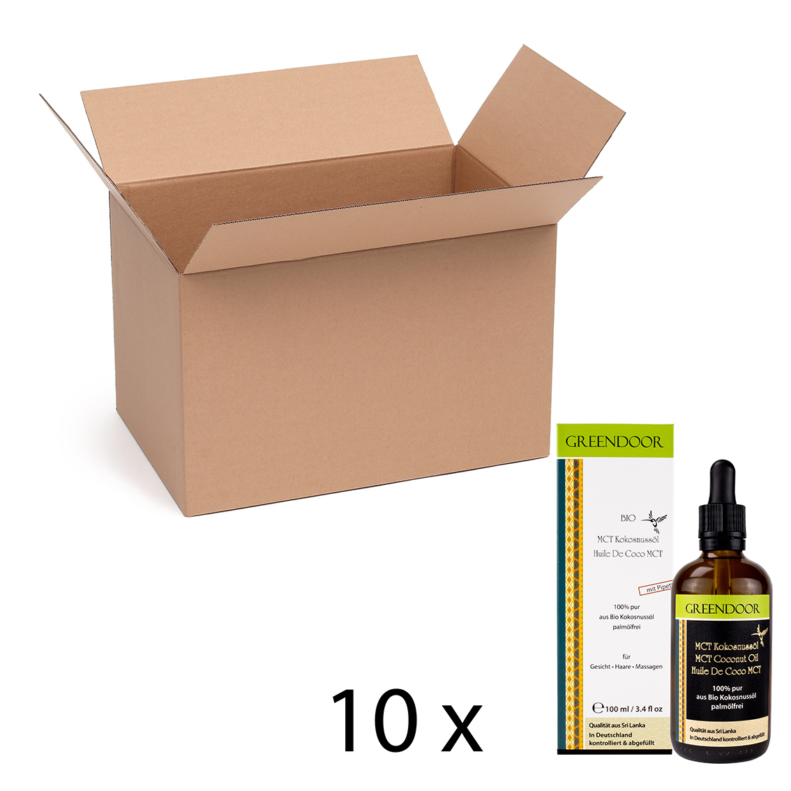 Bio MCT Öl im Braunglas mit Pipette 10x100ml, aus Bio Kokosnuss Öl