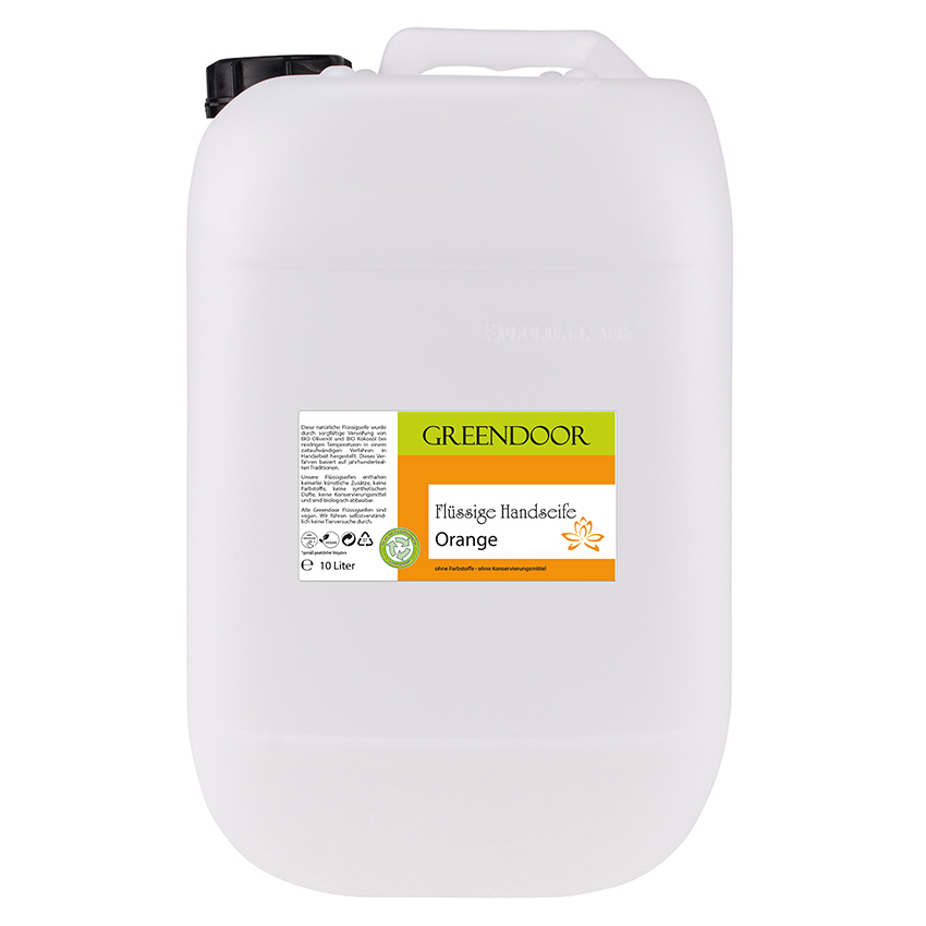 Echte Flüssige Handseife Orange 10L, Flüssigseife vegan, natürliche Seife