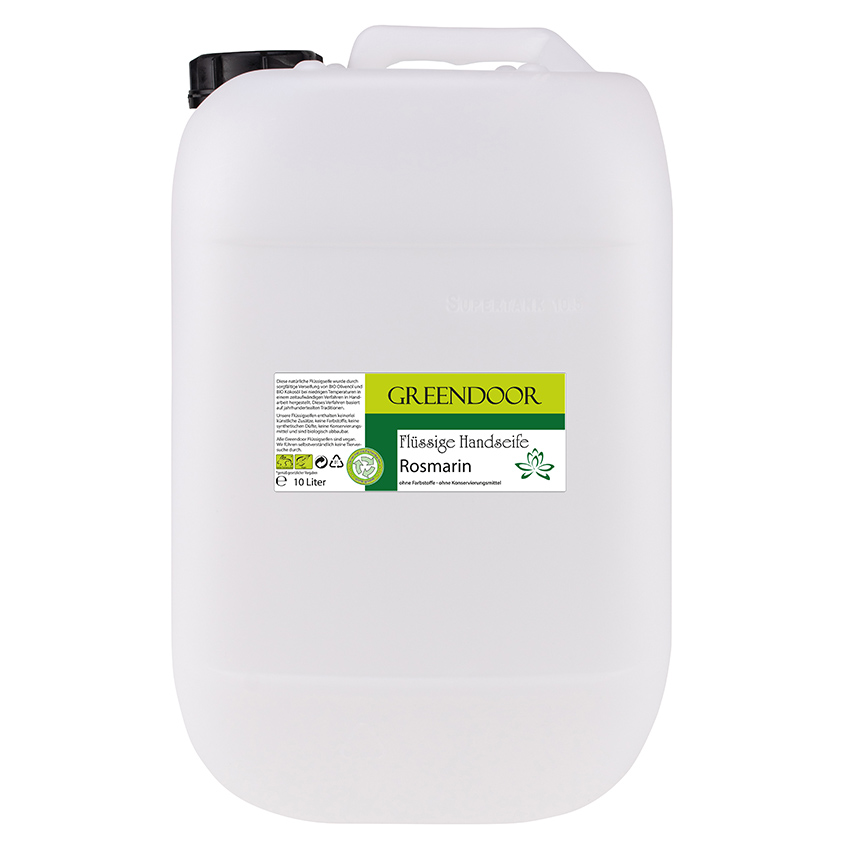 Echte Flüssige Handseife Rosmarin 10L, Flüssigseife vegan, natürlich basische Seife