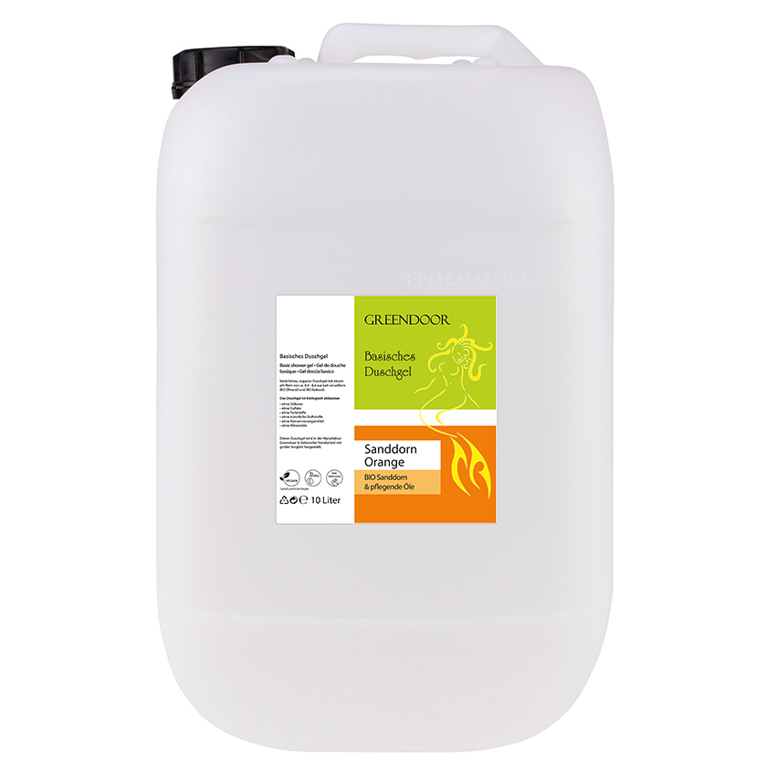 Basisches Natur Duschgel Sanddorn Orange 10L, vegan, biologisch abbaubar, Outdoor-geeignet