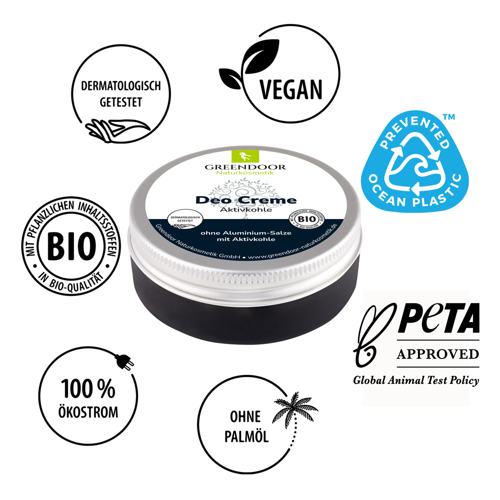 Greendoor Deo Creme Aktivkohle mit Siegeln